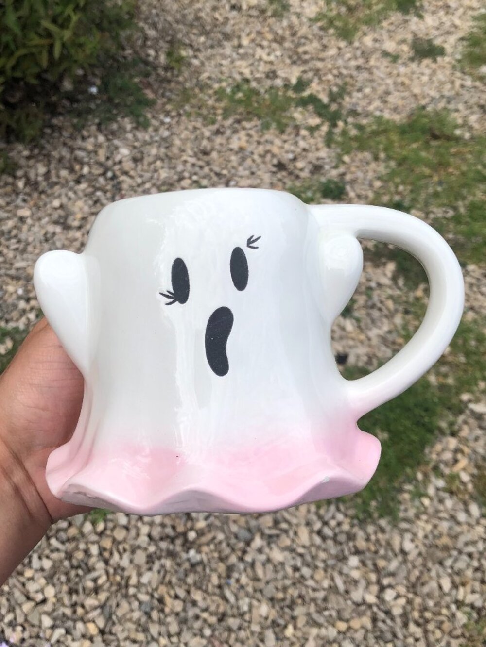 Cute Ghost Mug - Pink Halloween Ghost Shaped Coffee Mug - Spooky Season Mug